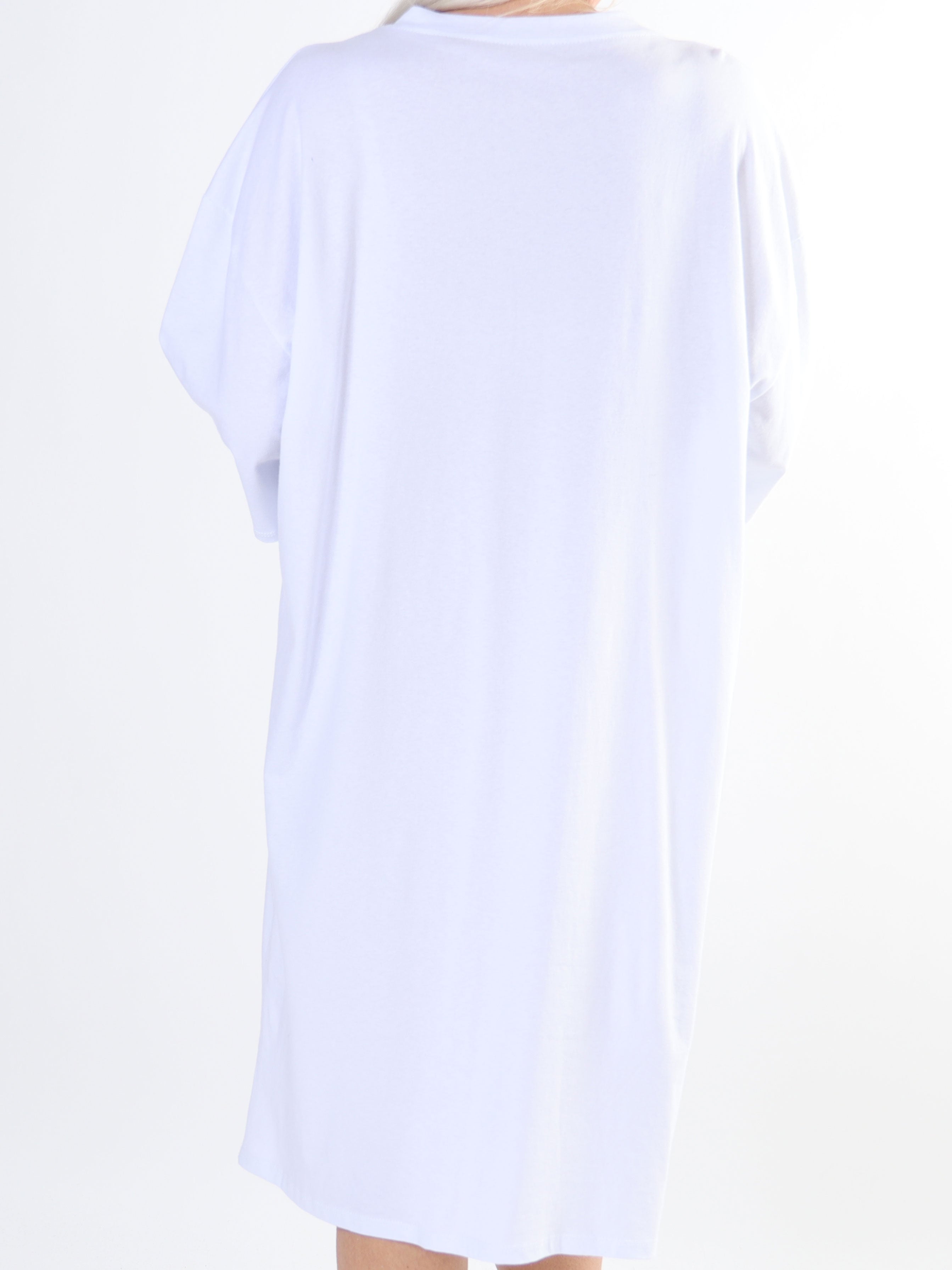 Love - Plus size t-shirtkjole i bomuld med skrift og hjerter
